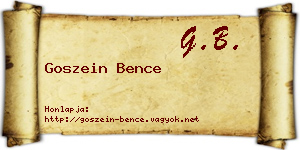 Goszein Bence névjegykártya